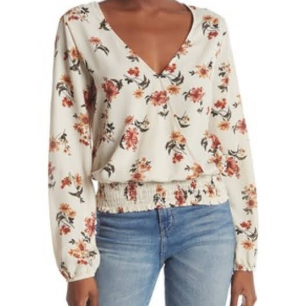 Nordstrom Cream Floral Blouse